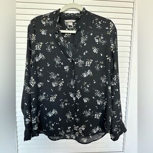 H&M Ruffle collar floral print blouse with ruffles cuff accent